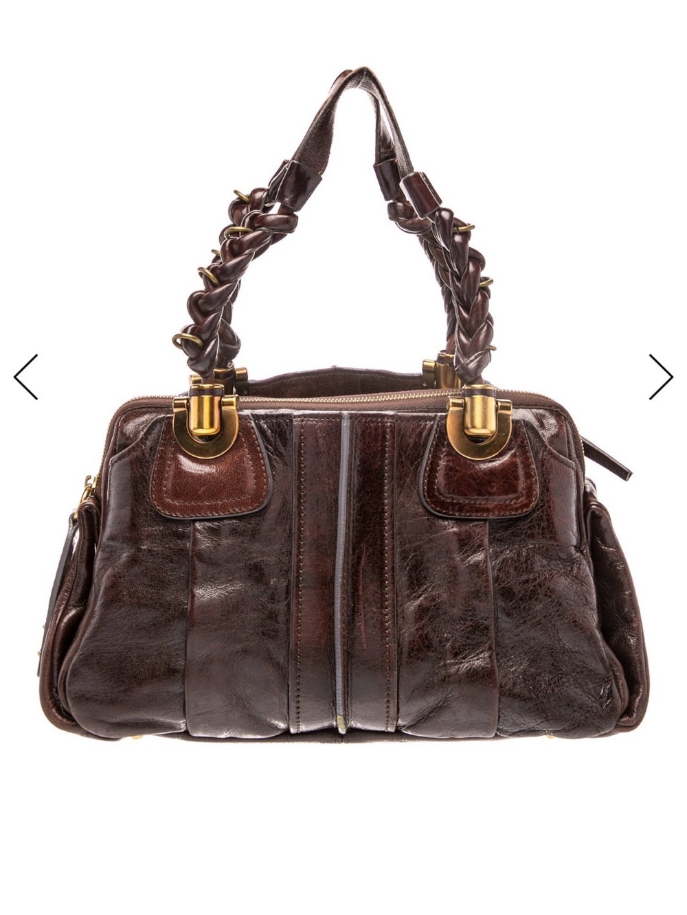 Vintage Chloé Heloise Dark Brown Braided-Handle Leather Shoulder Bag